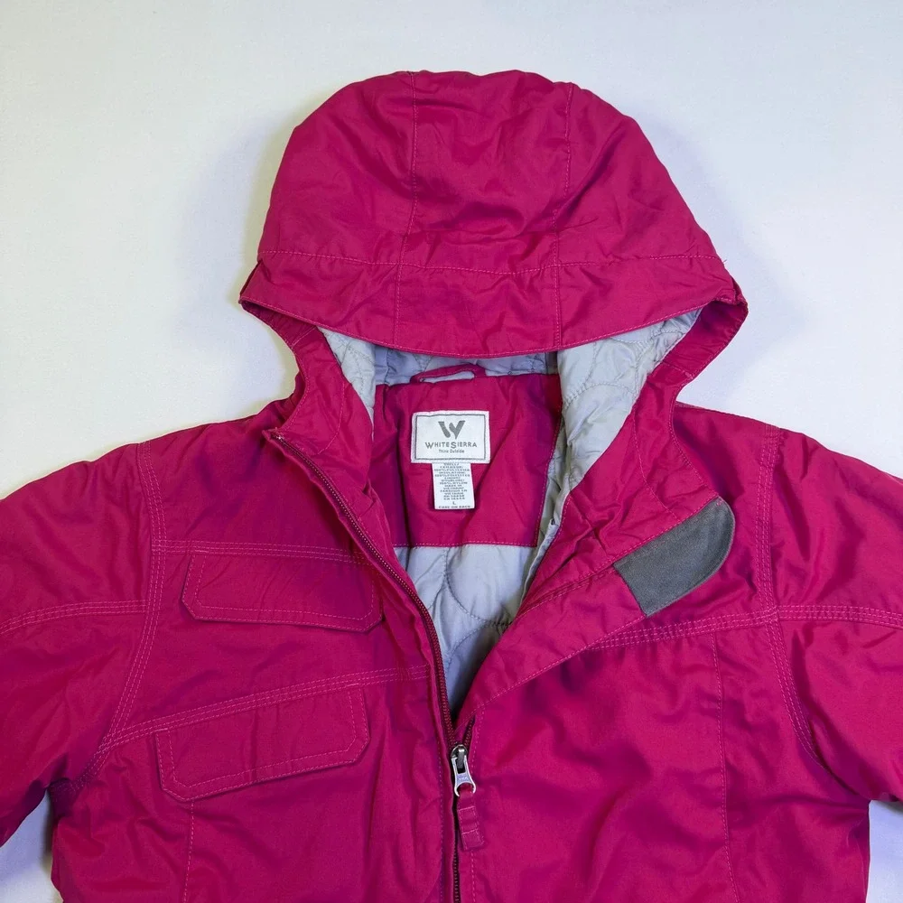 White Sierra Girls Large Magenta‎ Pink Hooded Insulated Jacket Full Zip Coat